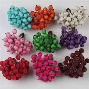 40 Head Artificial Frosted Holly Berry Flowers Fruit Home Wedding Party Decor UK - Picture 1 of 25