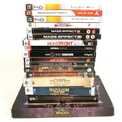 PC Games Bundle Command & Conquer Rome Total War Warcraft Theme Park Mass Effect - Image 1 of 4