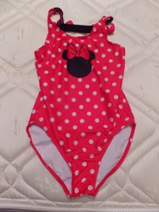 Girl's, Disney Junior, Minnie Mouse Swim Suit, Red/White, Dots, Size: L, Ex Con - Picture 1 of 8