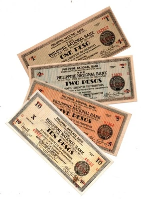 1941 Philippine Province of Negros Occidental 1 2 5 10 Peso S624/625/626/627 SET - Image 1 of 4