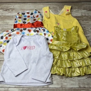 Lot of 4 Doll Clothing - Dresses and Embroidered Shirt - See Photos w/Ruler - Picture 1 of 14