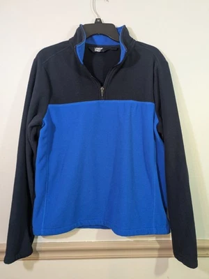 Lands' End Fleece Pullover Sweatshirt Mens Size M/T Blue Black 1/4 Zip Polyester - Image 1 of 4