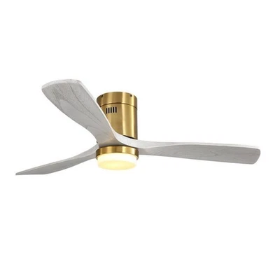52 in. Indoor Gold Wood Ceiling Fan with Light Dimmable LED and Remote Included - Image 1 of 4