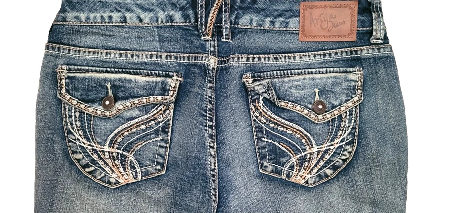 Y2K ARIYA джинсы состаренный капри брюки ✼ размер 11/12 ✼ драгоценности пуговицы - Изображение 1 из 4