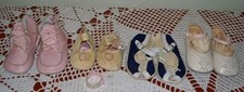 Vintage Baby Shoes Leather Fabric Mixed Lot Dolls Clothes Great Condition