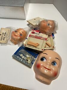 1960’s Crafters Doll Faces, Hands And Wiggle Eyes New In Pkg.