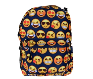 Track Black Emoji Padded Shoulder Straps Backpack 16 inch Nuevo - Picture 1 of 2