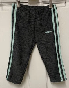Adidas Girls Atletic Leggings Gray With Mint Green Stripes Size 5 - Picture 1 of 5