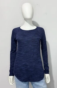 Top para mujer Athleta Transcend XS mezcla de algodón azul marino púrpura manga larga cuello redondo - Imagen 1 de 9