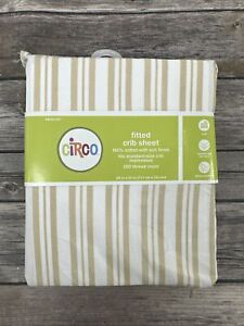Circo Fitted Crib Sheet 100% Cotton 200 Thread Count 28x52 White Striped