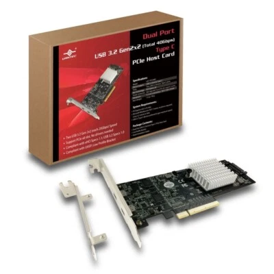 Vantec Dual Port USB 3.2 Gen2x2 (40Gbps) Type C PCIe Host Card - Image 1 of 4