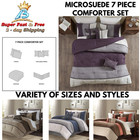 Microsuede Comforter Shams Bed Skirt Decorative Pillow Cover Beddings 7 Pcs Set 