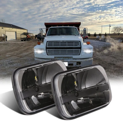 Fit For Ford L9000 L800 LN700 Trucks 2PC 7x6" 5x7 LED Headlight High/Low Beam - Image 1 of 4