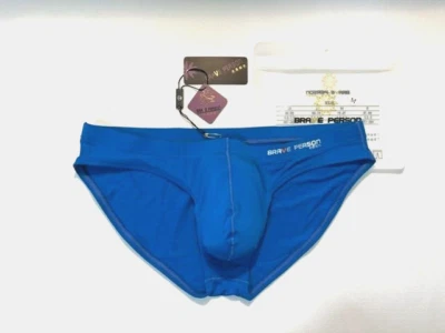 Brave Person  Size M   Men's Swim Bikini Brief - Blue (BP9791-BL-M) Pouch - Image 1 of 4