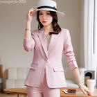 Spring Autumn Korean Womens One Button Suits Blazer Casual Workwear Coats Jacket