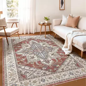 Boho Area Rugs Machine Washable for Living Room Bedroom, Large 5X7 Vintage Non-S - Picture 1 of 9