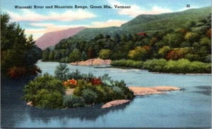 Postcard Winooski River And Mountain Range, Green Mountains, Vermont VT - Picture 1 of 2