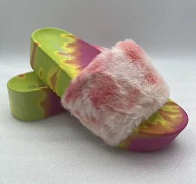 ANNA Shanice-2 Women’s Shoes 2” Platform Slippers Slides Faux Fur Pink NEW - Image 1 of 4
