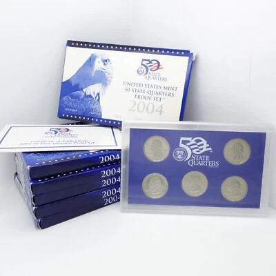 2004 U.S Mint 50 States Quarters 5 Coins Clad Proof Set  COA & BOX - Image 1 of 4