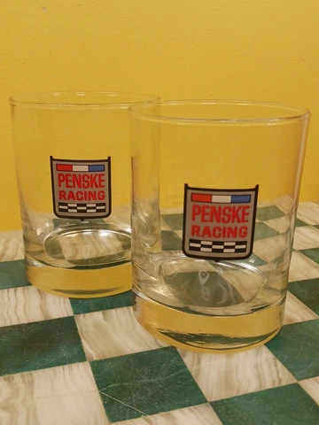 (2) Penske Racing Team 12 oz Glass Bourbon Highball Drinking Vintage  Glasses Cover