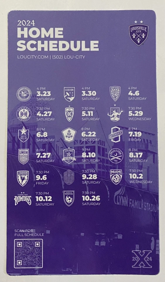 2024 路易斯维尔城足球俱乐部时间表 ⚽️ 足球滑冰不是 2023 年。 MAGNET 仅家用 — 第 1/1 张图片