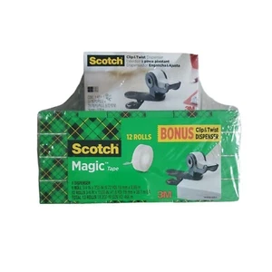 3M Scotch Magic Tape, 12-count 3/4in X 1500in each NEW TAPE ONLY!!  - Picture 1 of 8