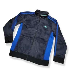 Adidas Kids Boys Blue & Gray 100% Polyester Long Sleeve Track Jacket Size 7X - Picture 1 of 5