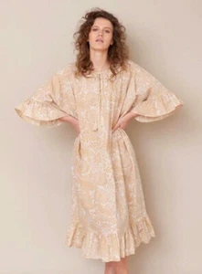 BEAUMONT ORGANIC Kleid Large Beige Bio Baumwolle Radha Midi Länge Kaftan - Bild 1 von 19