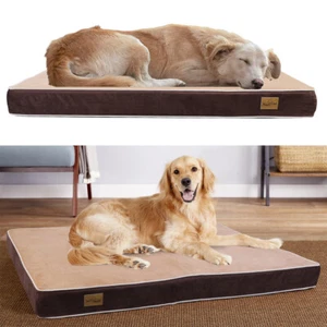 Jumbo Padded Orthopedic Dog Bed Waterproof Rectangle Crate Foam Plush Pillow XXL - Picture 1 of 26
