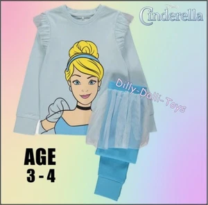 Girls Age 3 - 4 Disney Princess Cinderella Pyjamas Long Sleeves & Leg Tutu Skirt - Picture 1 of 17