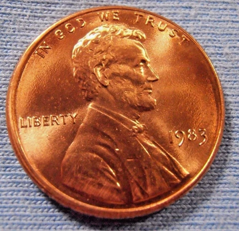 1983 P Lincoln Cent, BU, Best Red coins offered from a bank roll, FREE SHIPPING Cover