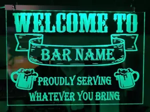 Bar Offen LED Schild Leuchtleiste Personalisiert Mancave Garten Bar Neon Style - Bild 1 von 10