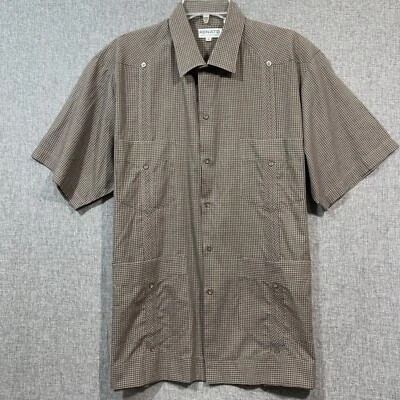 Camisa Renato Collezione Para Hombres XL Algodón Pima Manga Corta Abotonada Marrón SS12 Foto 1 de 4