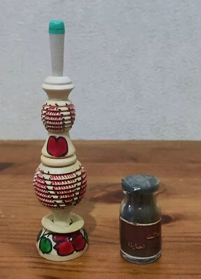 Traditional Moroccan Handmade Wooden Surma Bottle Small Size & Spicy Kohl Powder - Image 1 of 4