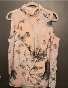 KARL LAGERFELD Top Blouse Blush Pink Sleeveless W/Pearl Accent L - Picture 1 of 5