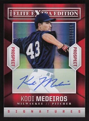 Kodi Medeiros Auto 2014 Panini Elite Extra Edition #12 Milwaukee Brewers - Image 1 of 2