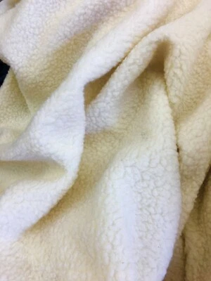 LUVFABRICS Ivory Soft Cuddle Sherpa Fleece Lamb Wool Design Fabric Sold by The Yard