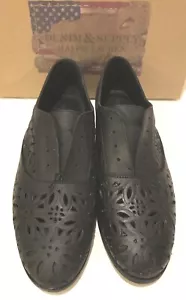 New DENIM&SUPPLY Black Leather Laser Cut Women's Flats Shoes size 7.5 B - Picture 1 of 6