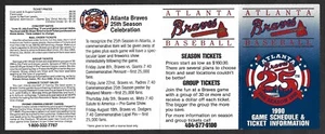 Atlanta Braves 1990 25a celebración temporada regular calendario de bolsillo casi nuevo - Imagen 1 de 1