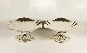 VINTAGE PAIR OF MODERNIST PLATA LAPPAS SILVER PLATE FRUIT CANDY DISHES - Picture 1 of 10