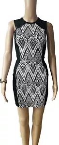 H&M Divided US 4 Classy Black And White Dress Sheer Detail Sleeveless Mini - Picture 1 of 7
