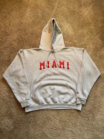 Champion Miami University Sweatshirt Hoodie Adult XL Gray Pullover 50/50 Cover