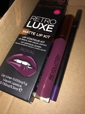 Revolution Retro Luxe Matte Lip Kit - Royal - Lip Pencil & Liquid Lipstick - Image 1 of 3