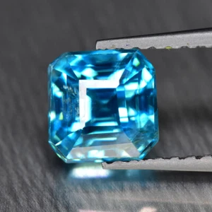 2.15Ct Square, Very good Natural Intense Blue Zircon Loose Gemstone - Picture 1 of 1