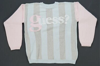 Suéter Tejido Rayas Raro De Colección GUESS EE. UU. Tradición Americana Deletrear Años 90 M Foto 1 de 4