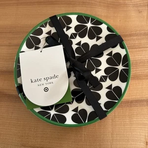 NWT kate spade x Target 4pc Melamine 8" Salad Plate Set Black cream green - Picture 1 of 4