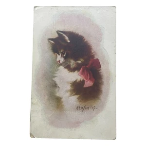 1908 Kenyon "Unfug" Katze Kätzchen Postkarte verspielter edwardianischer Charme - Bild 1 von 3