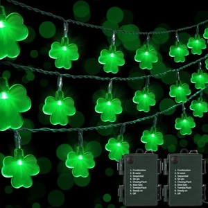 2 Sets Shamrock String Lights, Total 32.8ft 100 LED Green St Patricks Day Lig... - Picture 1 of 7