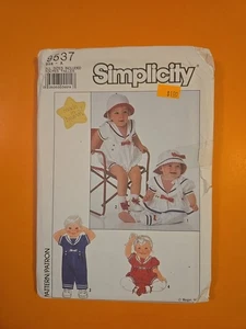 SIMPLICITY PATTERN BABIES' 9537 BABIES' ROMPERS / TWO LENGTHS & HAT - Picture 1 of 4