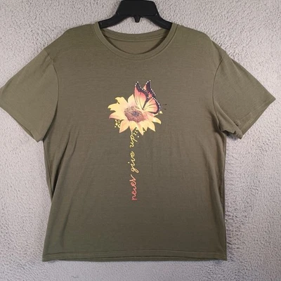 女式多色上衣,尺寸 L,永不放弃花卉蝴蝶弹力柔软 — 第 1/4 张图片